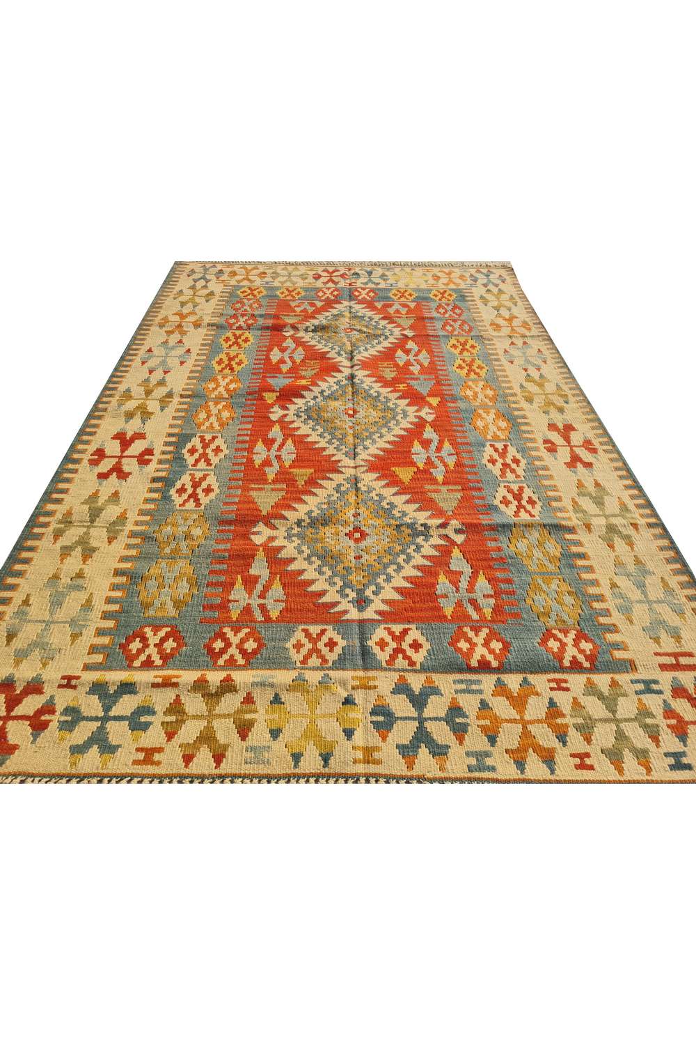 Hand Knotted Vintage Flat Weave Turkish Kilim Kilim Wool Area Rug 5.5 x 3.10 Ft