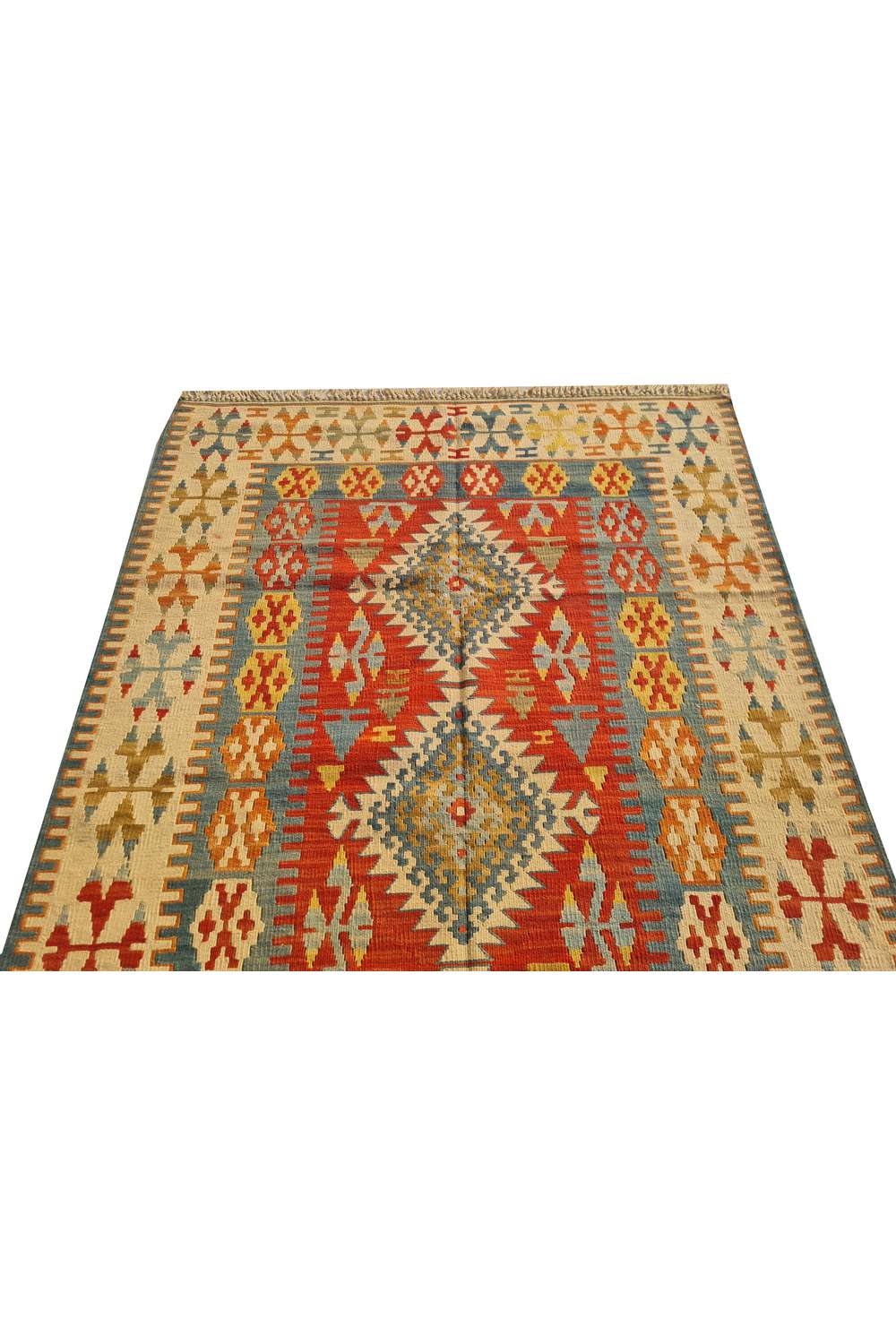 Hand Knotted Vintage Flat Weave Turkish Kilim Kilim Wool Area Rug 5.5 x 3.10 Ft
