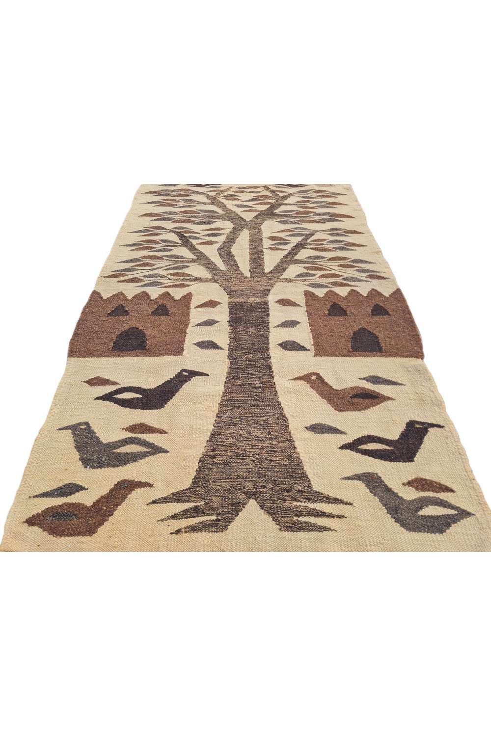 Hand Knotted Vintage Flat Weave Bulgaria Pictorial Kilim Kilim Wool Area Rug 4.5 x 2.6 Ft