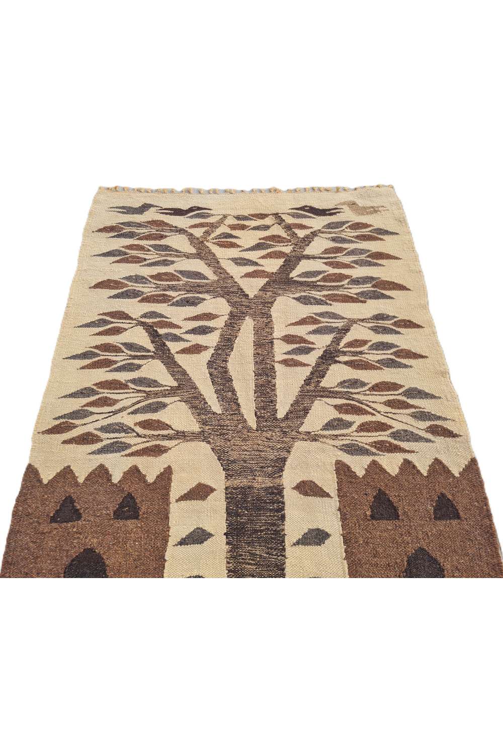 Hand Knotted Vintage Flat Weave Bulgaria Pictorial Kilim Kilim Wool Area Rug 4.5 x 2.6 Ft