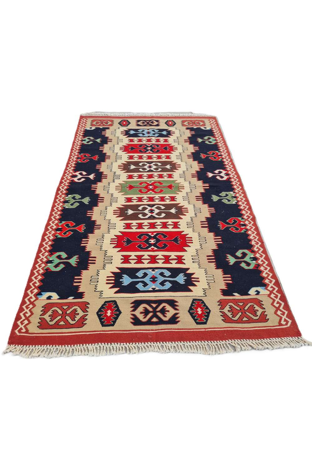 Hand Knotted Vintage Flat Weave Turkish Kilim Kilim Wool Area Rug 5.1 x 3.2 Ft