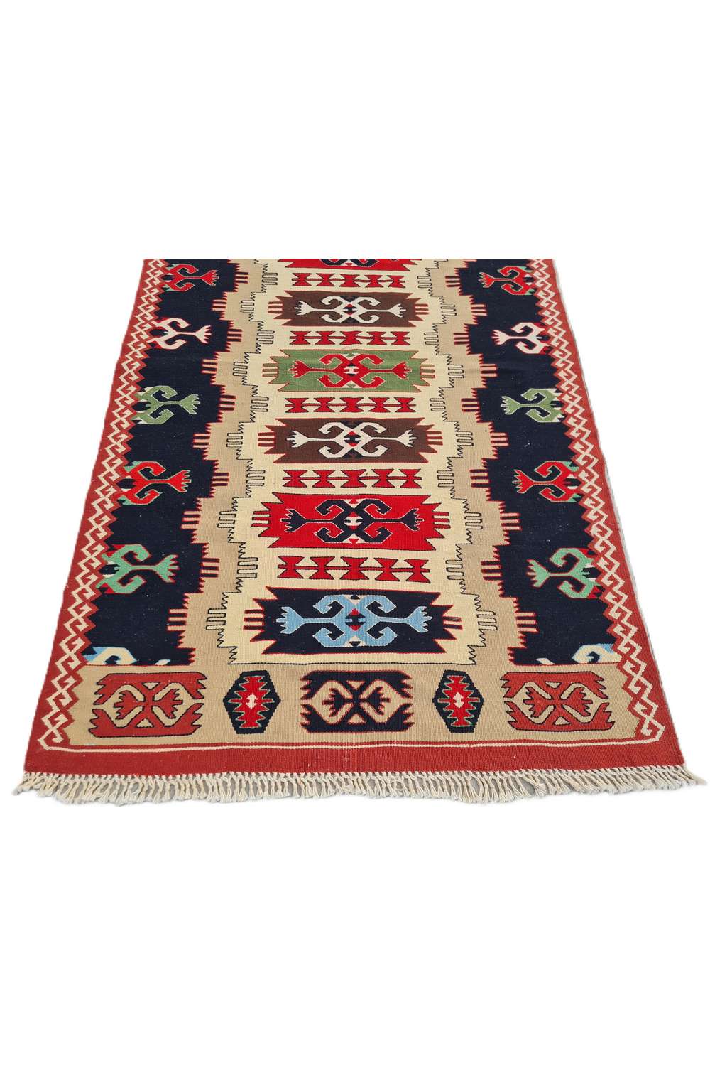 Hand Knotted Vintage Flat Weave Turkish Kilim Kilim Wool Area Rug 5.1 x 3.2 Ft