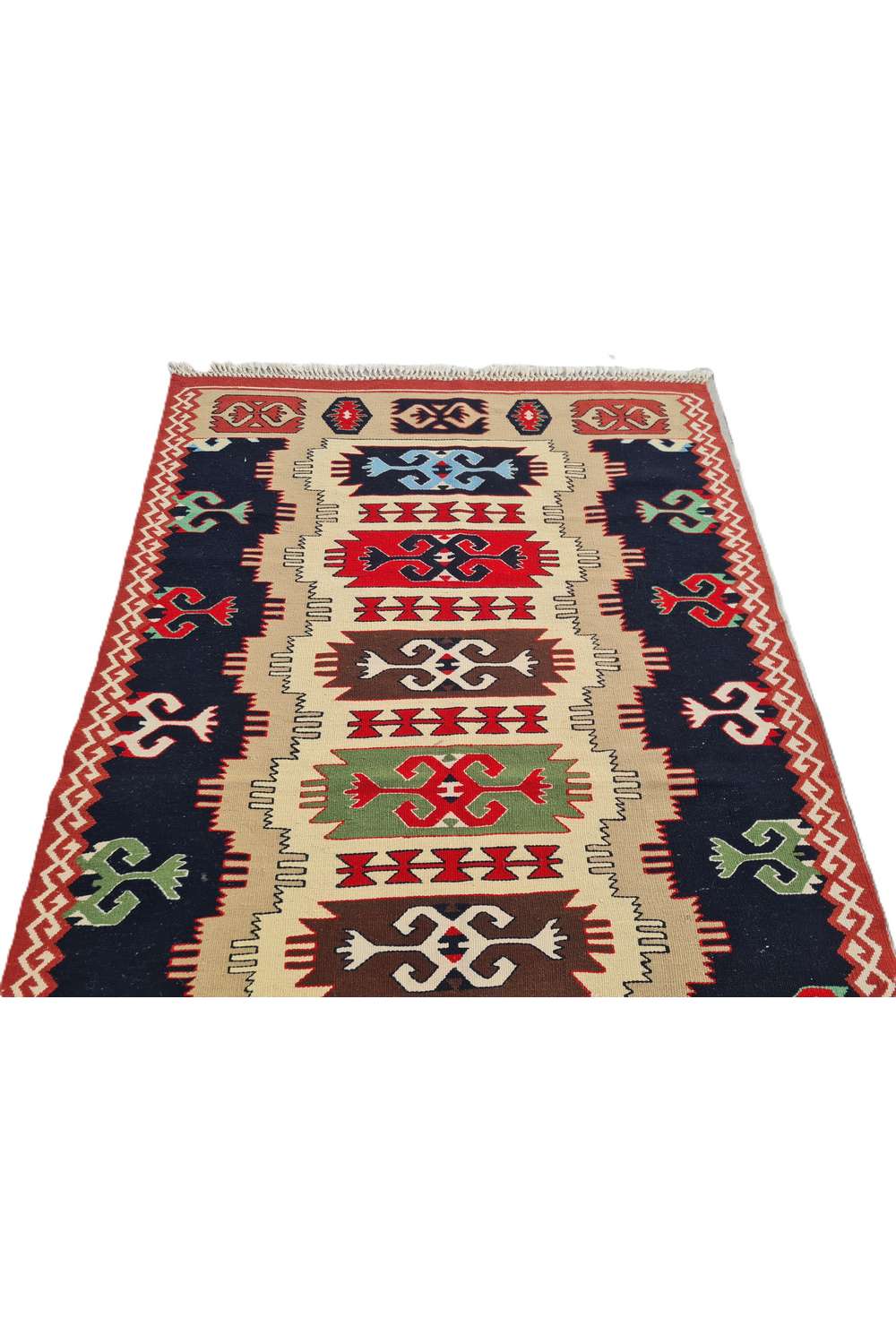 Hand Knotted Vintage Flat Weave Turkish Kilim Kilim Wool Area Rug 5.1 x 3.2 Ft