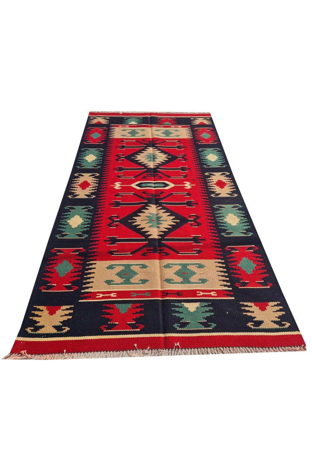 Hand Knotted Vintage Flat Weave Turkish Kilim Kilim Wool Area Rug 5.7 x 3.0 Ft