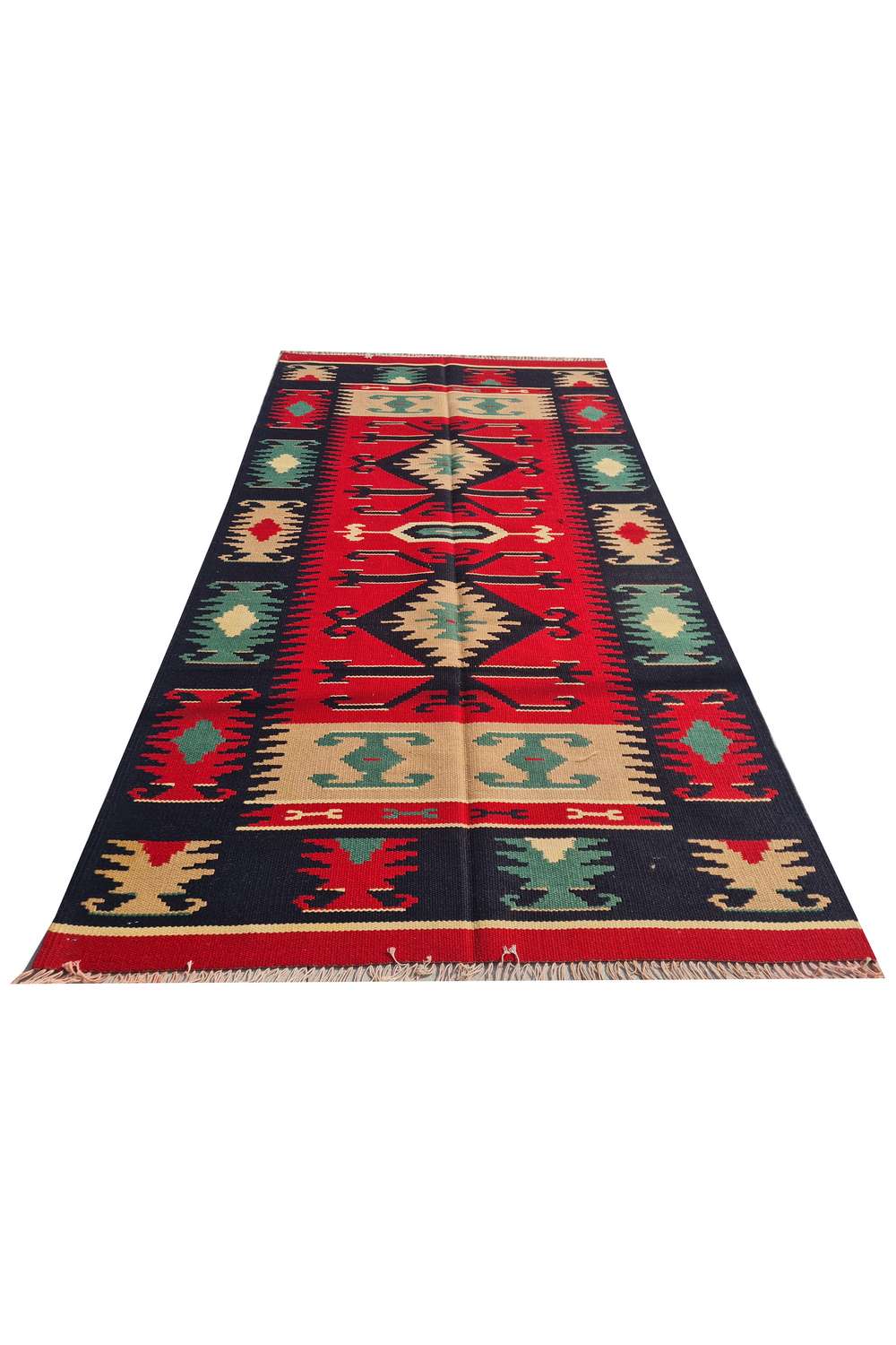 Hand Knotted Vintage Flat Weave Turkish Kilim Kilim Wool Area Rug 5.7 x 3.0 Ft