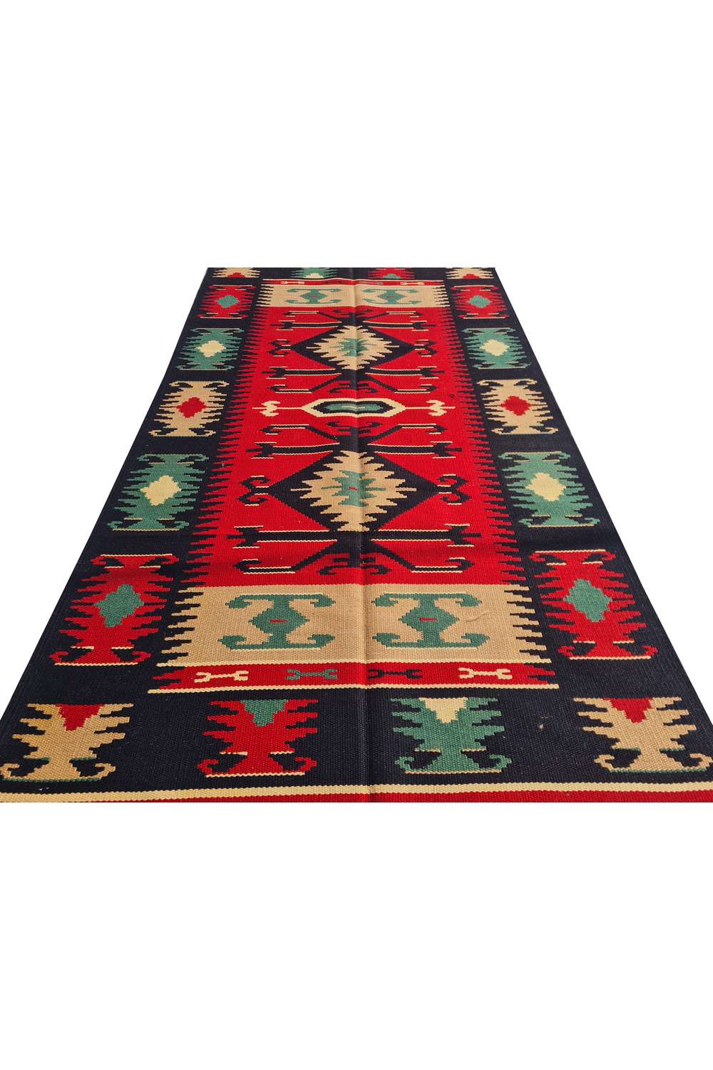 Hand Knotted Vintage Flat Weave Turkish Kilim Kilim Wool Area Rug 5.7 x 3.0 Ft