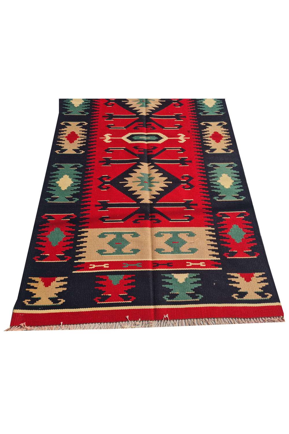 Hand Knotted Vintage Flat Weave Turkish Kilim Kilim Wool Area Rug 5.7 x 3.0 Ft