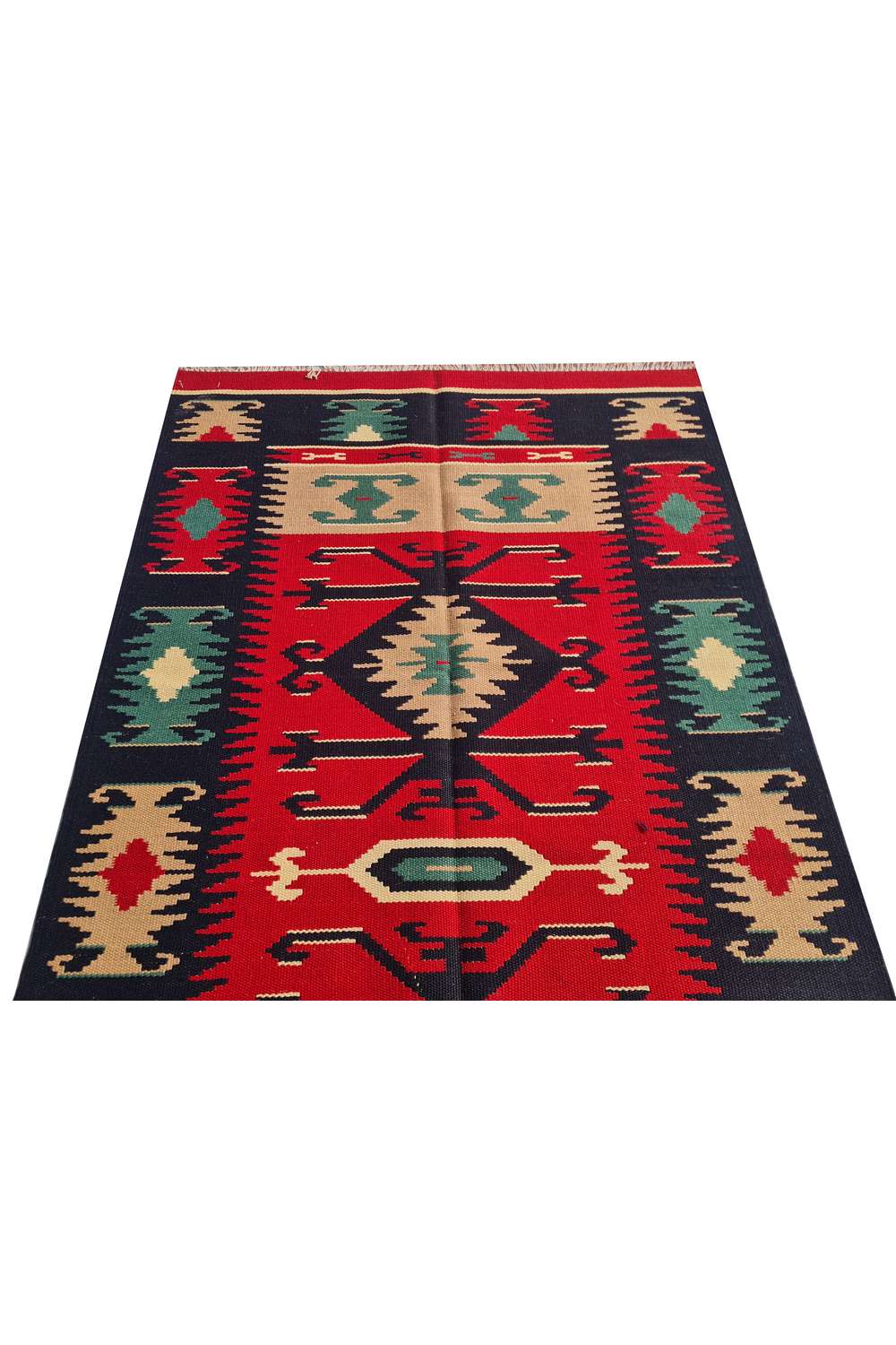 Hand Knotted Vintage Flat Weave Turkish Kilim Kilim Wool Area Rug 5.7 x 3.0 Ft