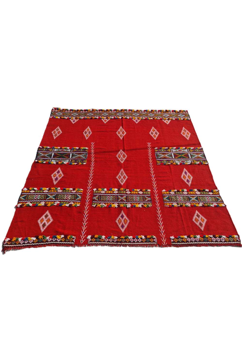 Hand Knotted Vintage Flat Weave Morocco Kilim Kilim Wool Area Rug 6.3 x 6.3 Ft