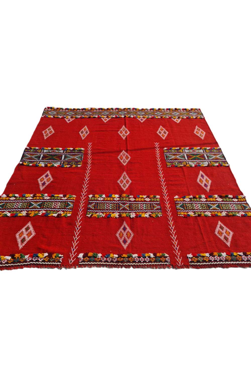 Hand Knotted Vintage Flat Weave Morocco Kilim Kilim Wool Area Rug 6.3 x 6.3 Ft