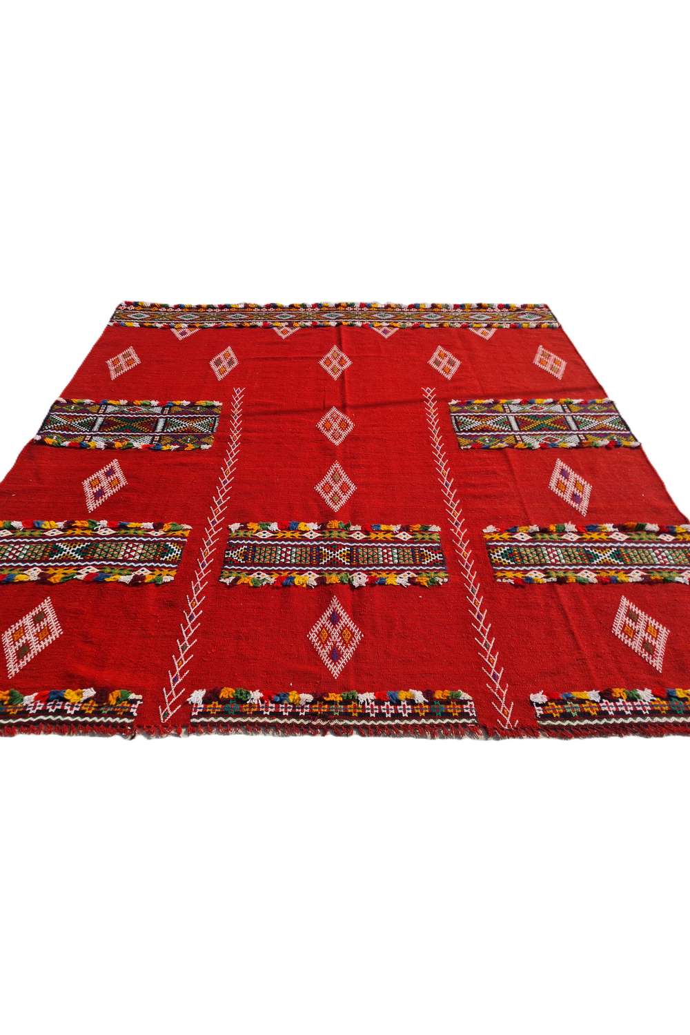 Hand Knotted Vintage Flat Weave Morocco Kilim Kilim Wool Area Rug 6.3 x 6.3 Ft