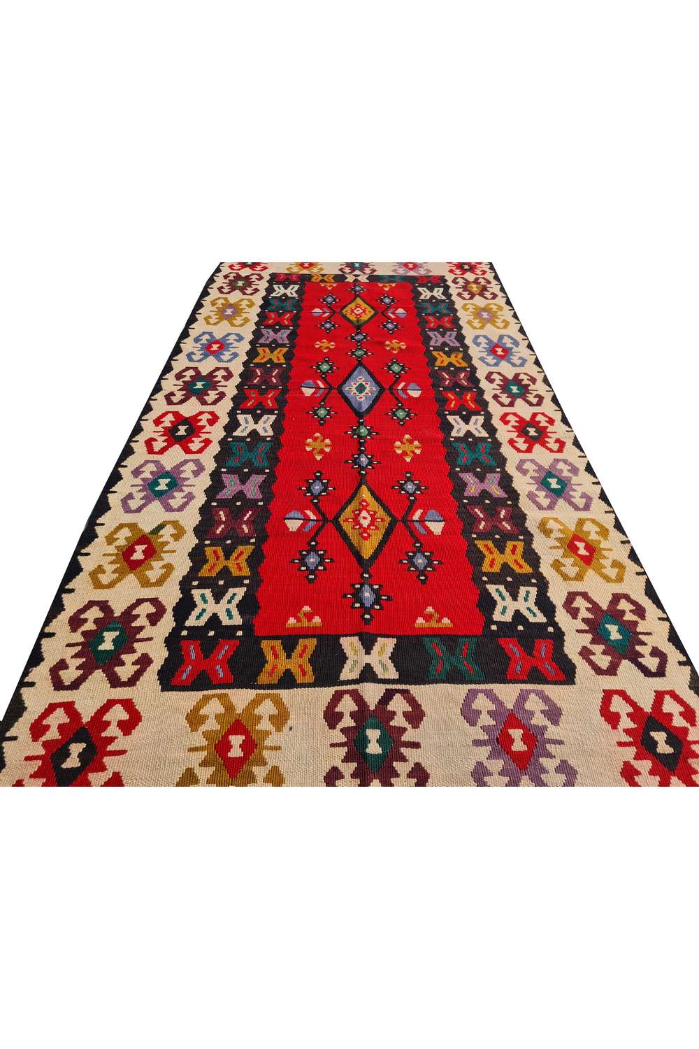 Hand Knotted Vintage Flat Weave Turkish Kilim Kilim Wool Area Rug 6.6 x 3.5 Ft