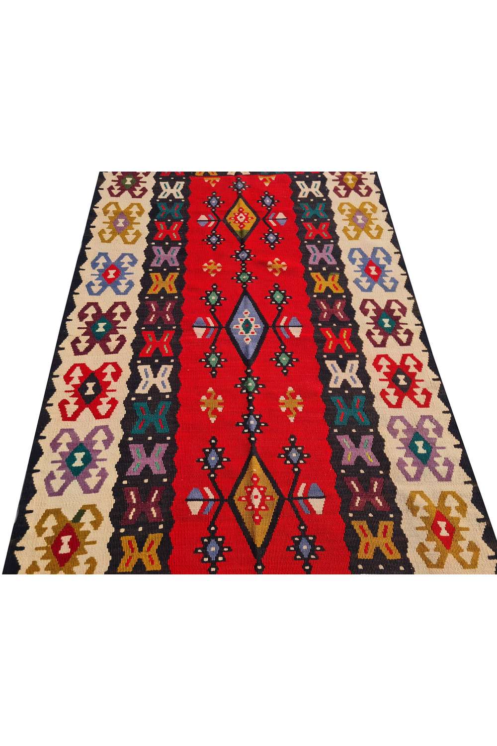 Hand Knotted Vintage Flat Weave Turkish Kilim Kilim Wool Area Rug 6.6 x 3.5 Ft