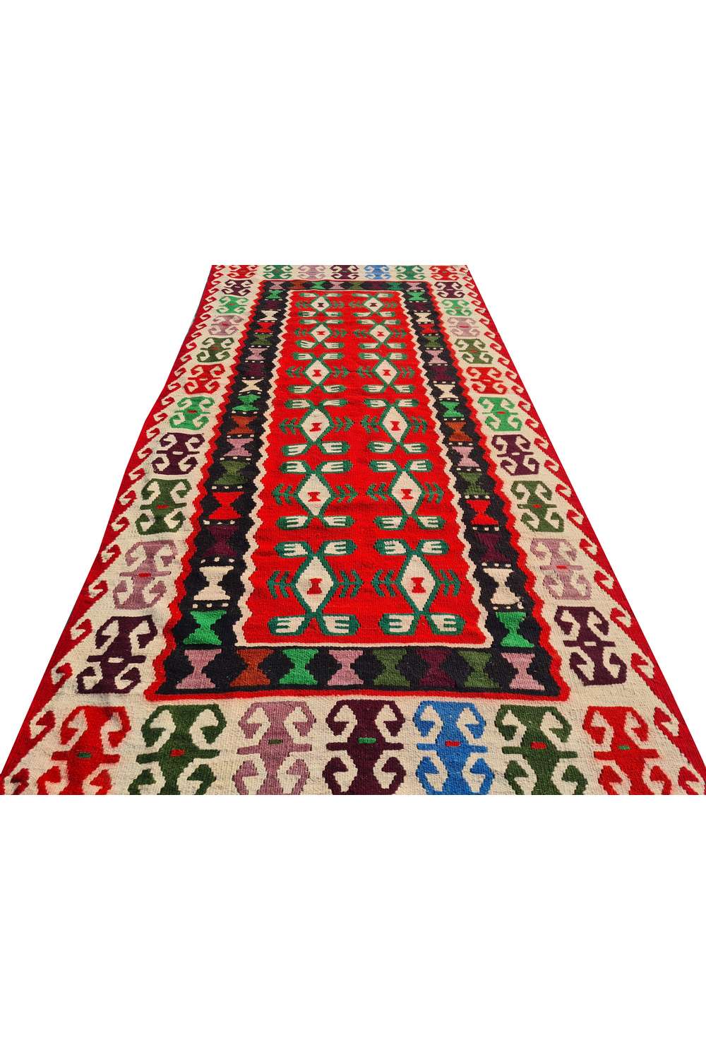 Hand Knotted Vintage Flat Weave Turkish Kilim Kilim Wool Area Rug 6.4 x 3.0 Ft