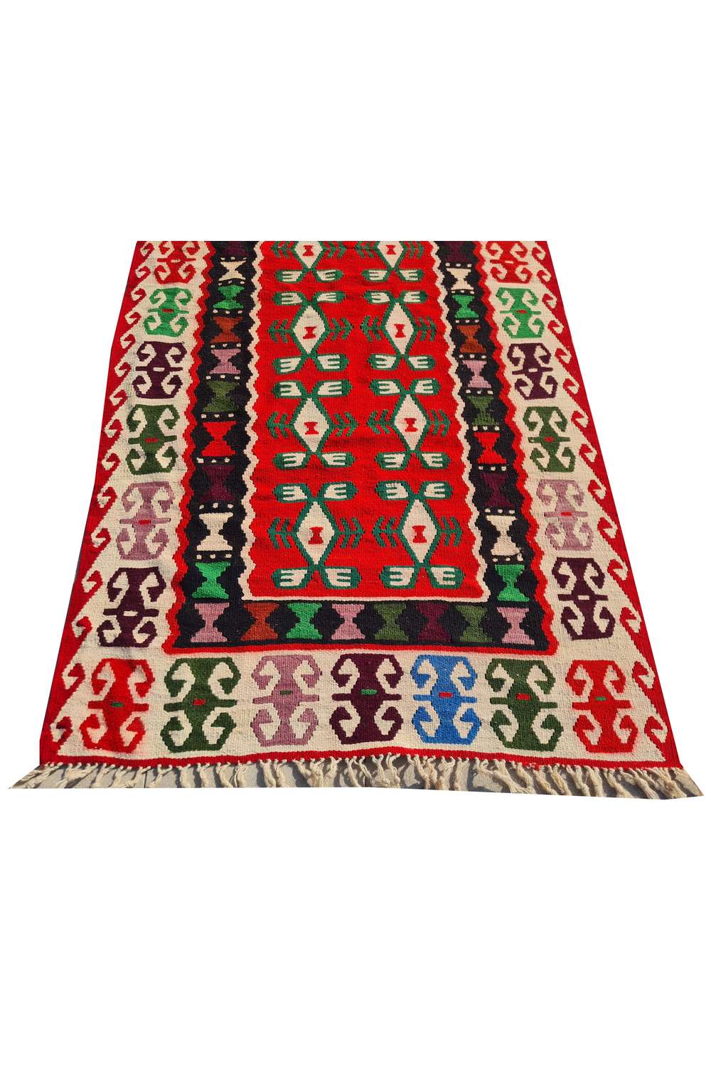 Hand Knotted Vintage Flat Weave Turkish Kilim Kilim Wool Area Rug 6.4 x 3.0 Ft