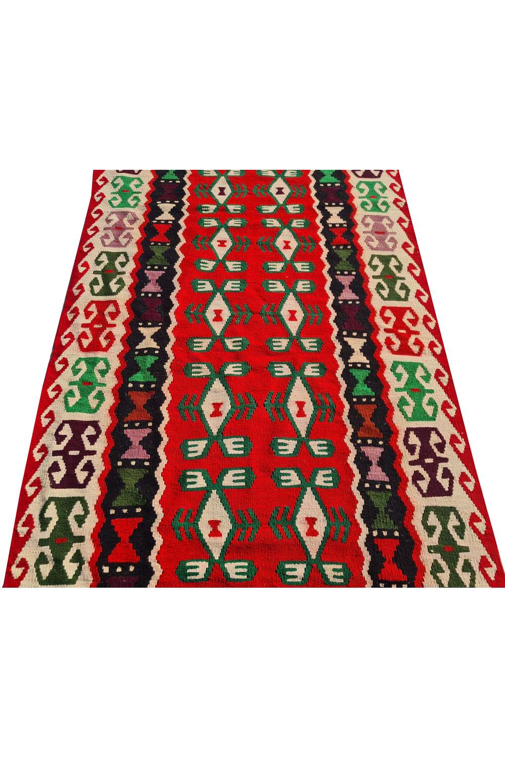 Hand Knotted Vintage Flat Weave Turkish Kilim Kilim Wool Area Rug 6.4 x 3.0 Ft