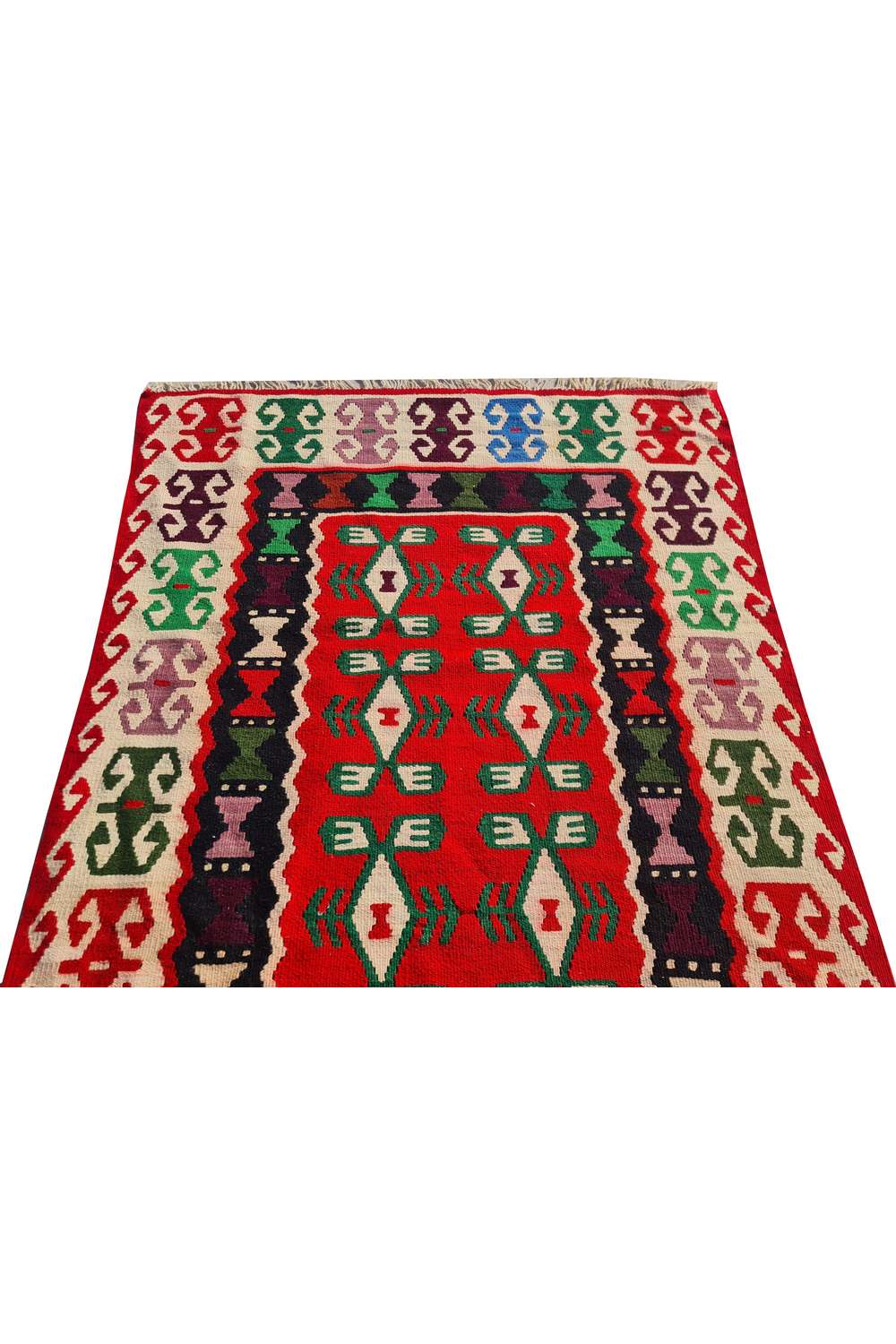 Hand Knotted Vintage Flat Weave Turkish Kilim Kilim Wool Area Rug 6.4 x 3.0 Ft