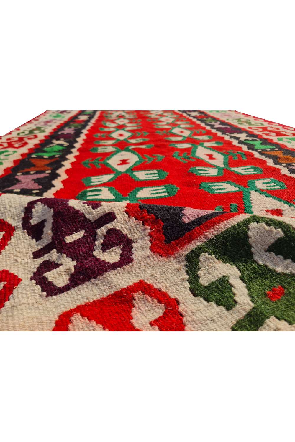 Hand Knotted Vintage Flat Weave Turkish Kilim Kilim Wool Area Rug 6.4 x 3.0 Ft