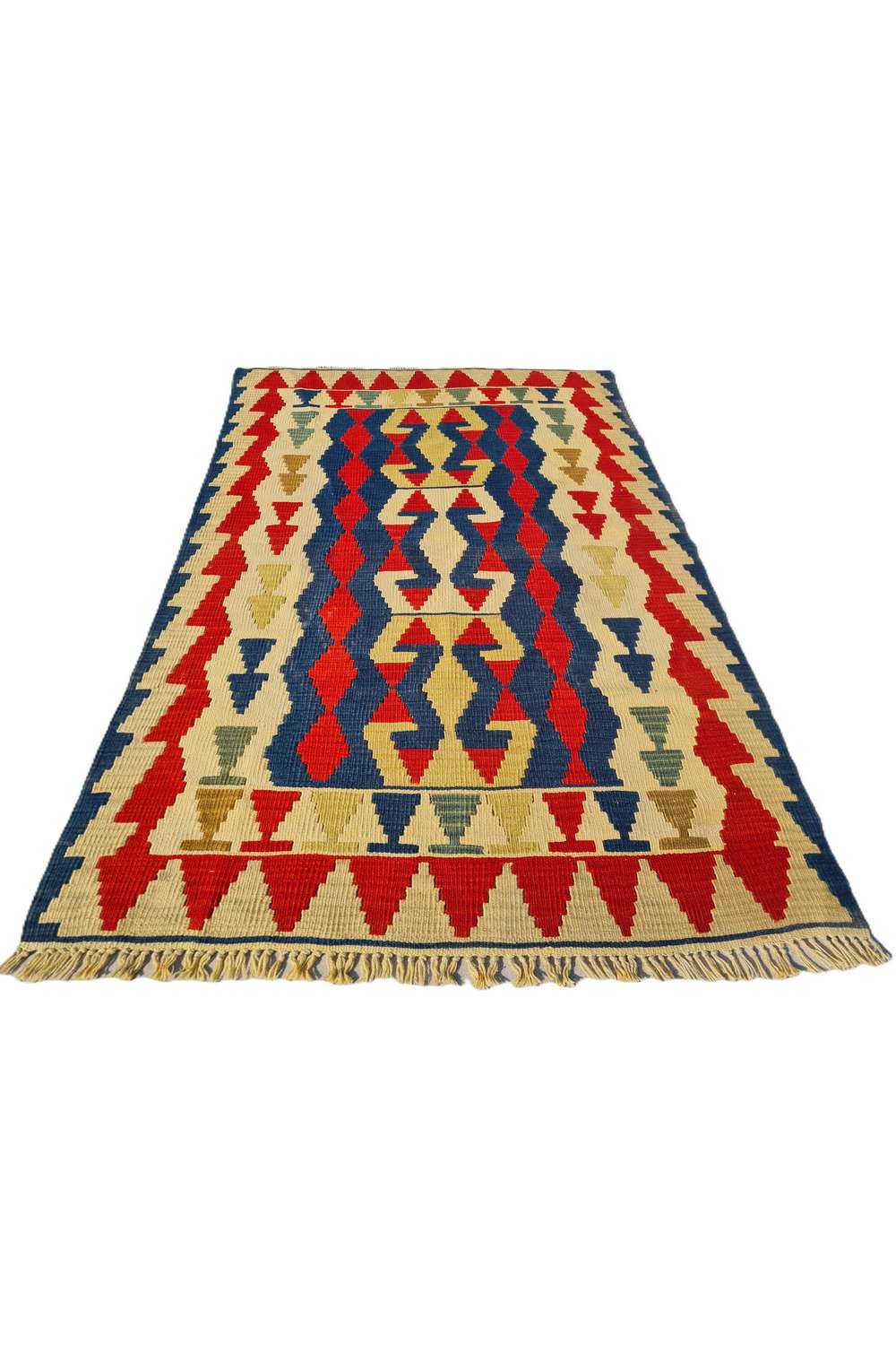 Hand Knotted Vintage Flat Weave Turkish Kilim Kilim Wool Area Rug 5.8 x 3.8 Ft