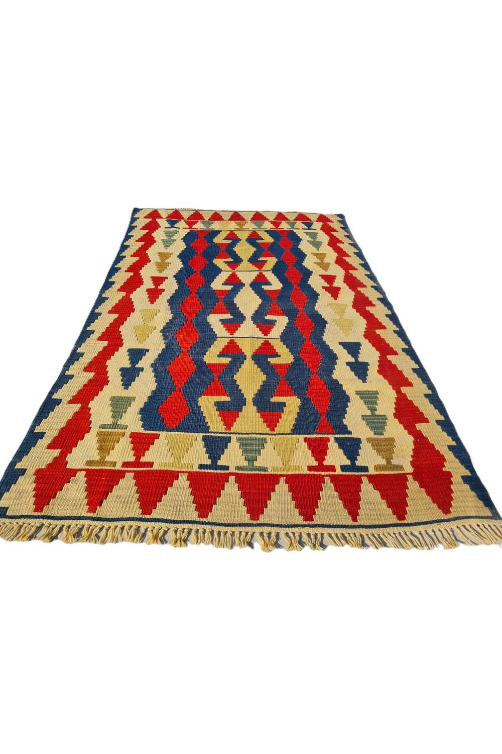 Hand Knotted Vintage Flat Weave Turkish Kilim Kilim Wool Area Rug 5.8 x 3.8 Ft