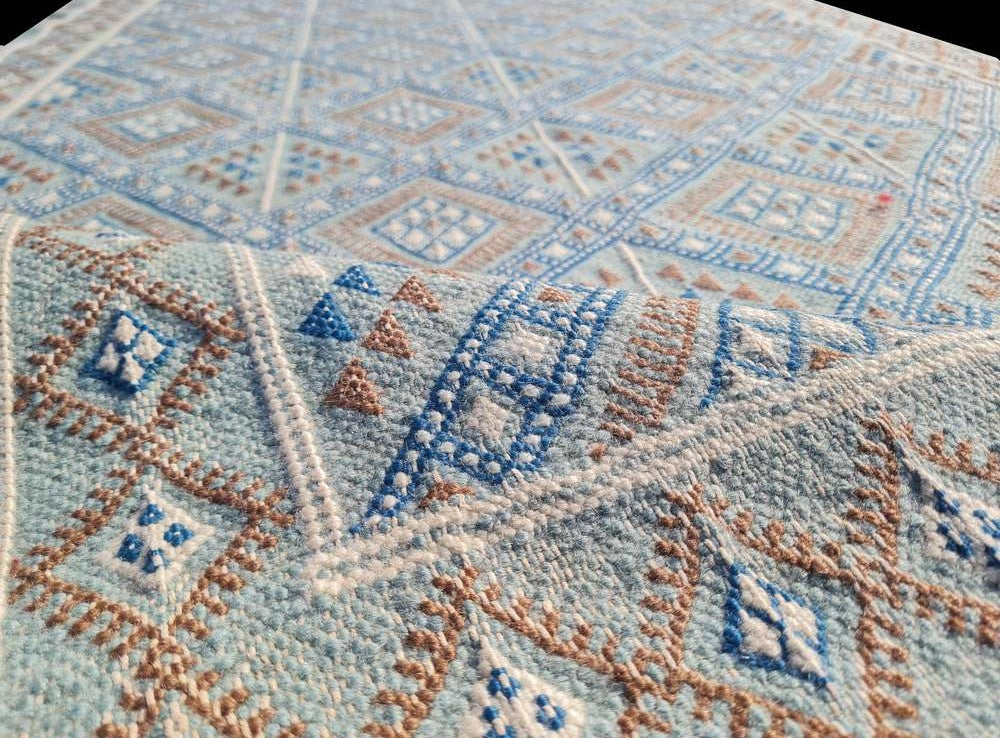 Hand Knotted Vintage Flat Weave Morocco Kilim Kilim Wool Area Rug 6.4 x 3.3 Ft