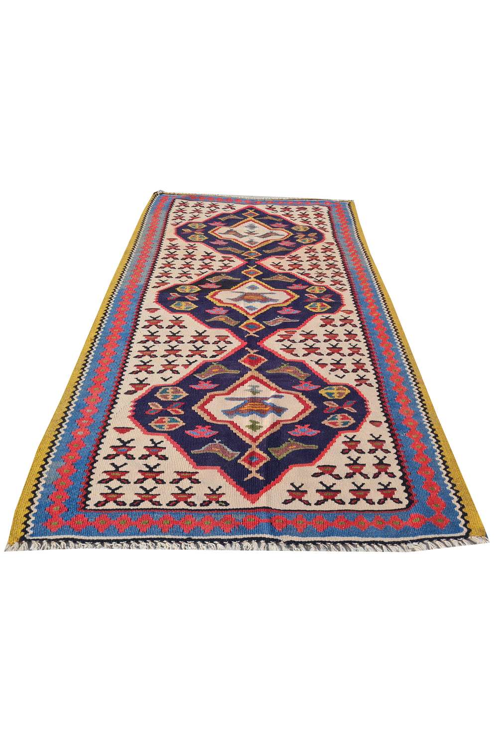 Hand Knotted Vintage Flat Weave Ceena Kilim Kilim Wool Area Rug 5.1 x 3.1 Ft
