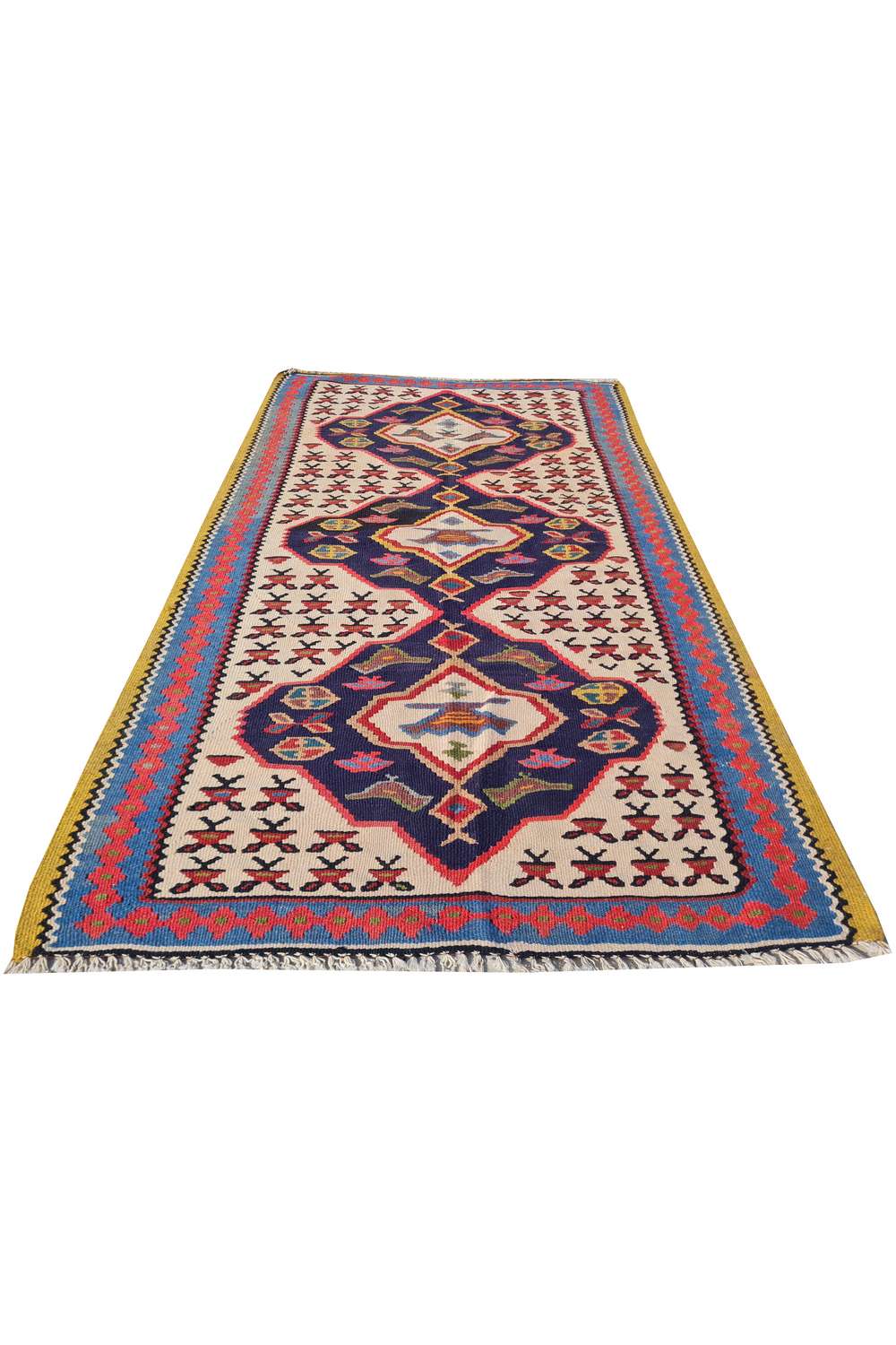 Hand Knotted Vintage Flat Weave Ceena Kilim Kilim Wool Area Rug 5.1 x 3.1 Ft