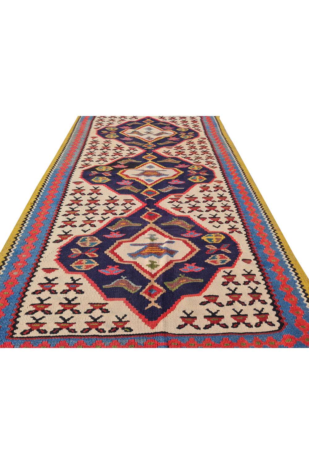 Hand Knotted Vintage Flat Weave Ceena Kilim Kilim Wool Area Rug 5.1 x 3.1 Ft