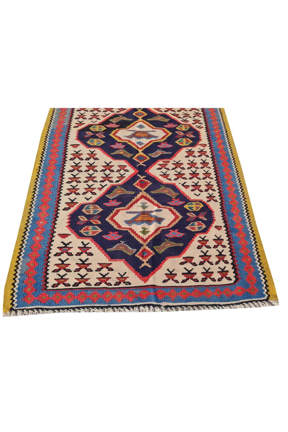 Hand Knotted Vintage Flat Weave Ceena Kilim Kilim Wool Area Rug 5.1 x 3.1 Ft
