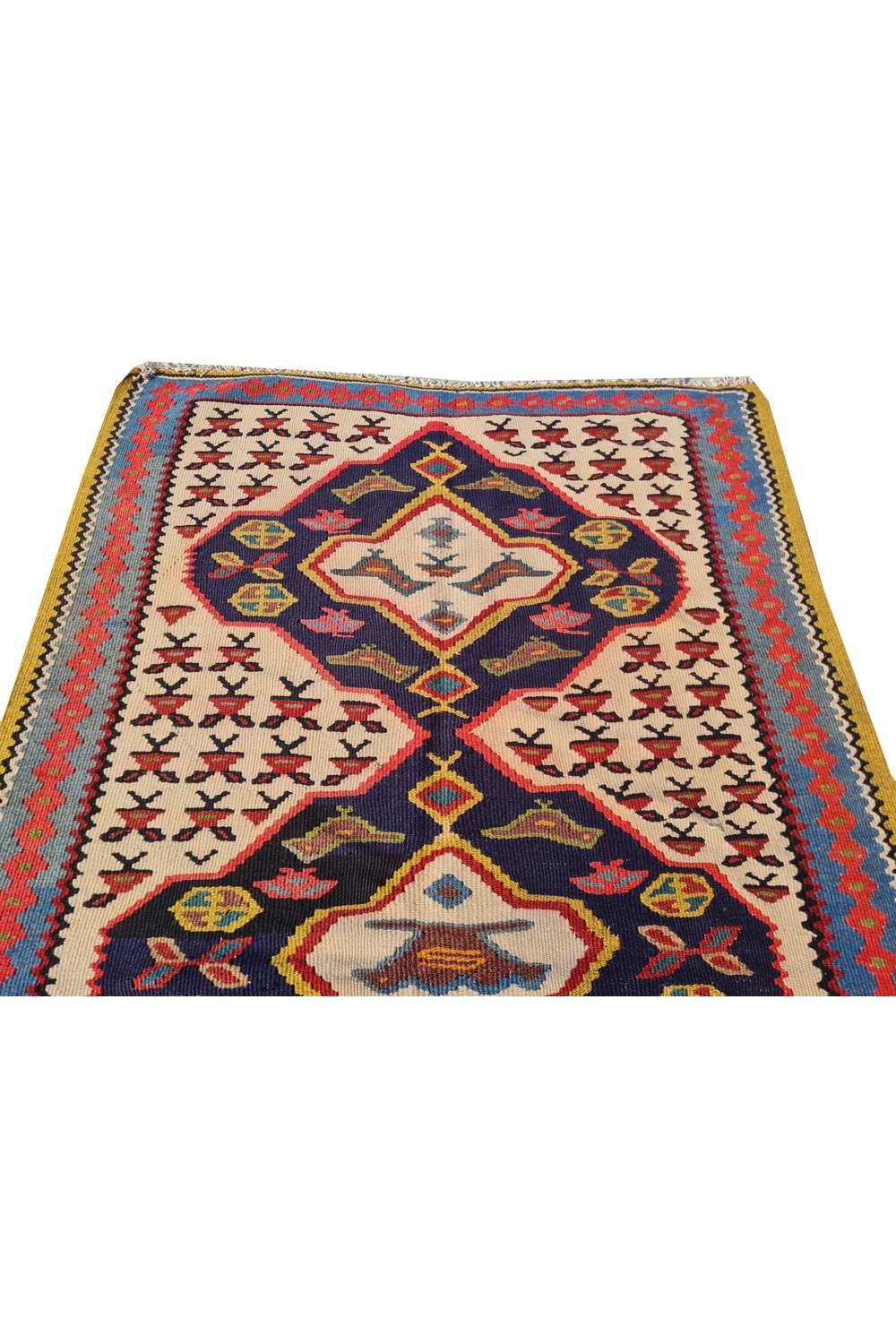 Hand Knotted Vintage Flat Weave Ceena Kilim Kilim Wool Area Rug 5.1 x 3.1 Ft