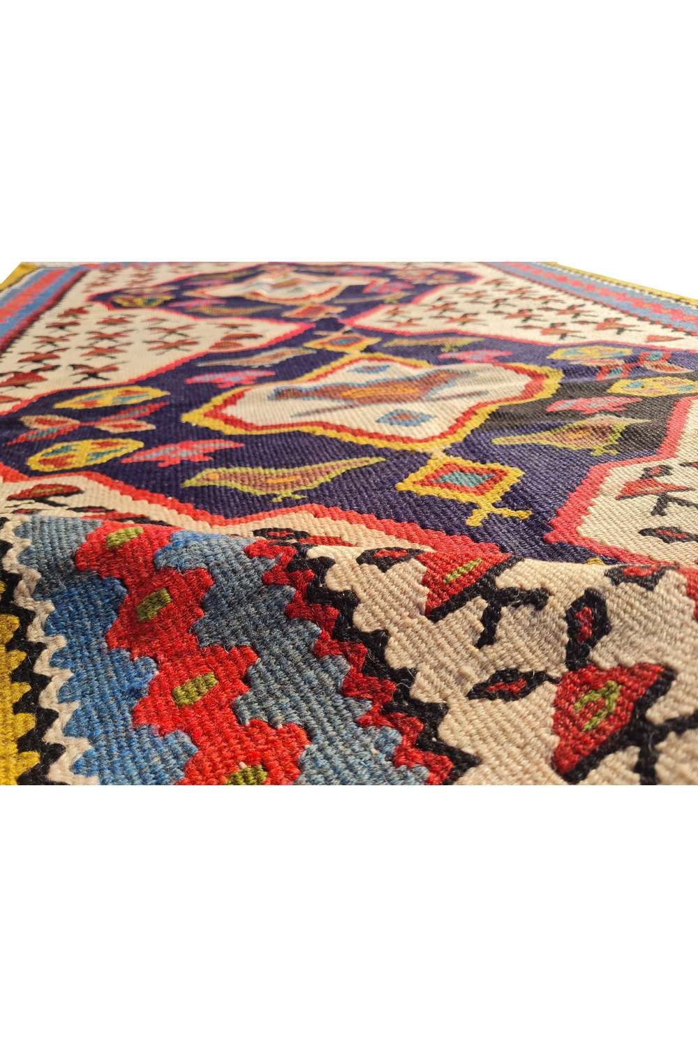 Hand Knotted Vintage Flat Weave Ceena Kilim Kilim Wool Area Rug 5.1 x 3.1 Ft