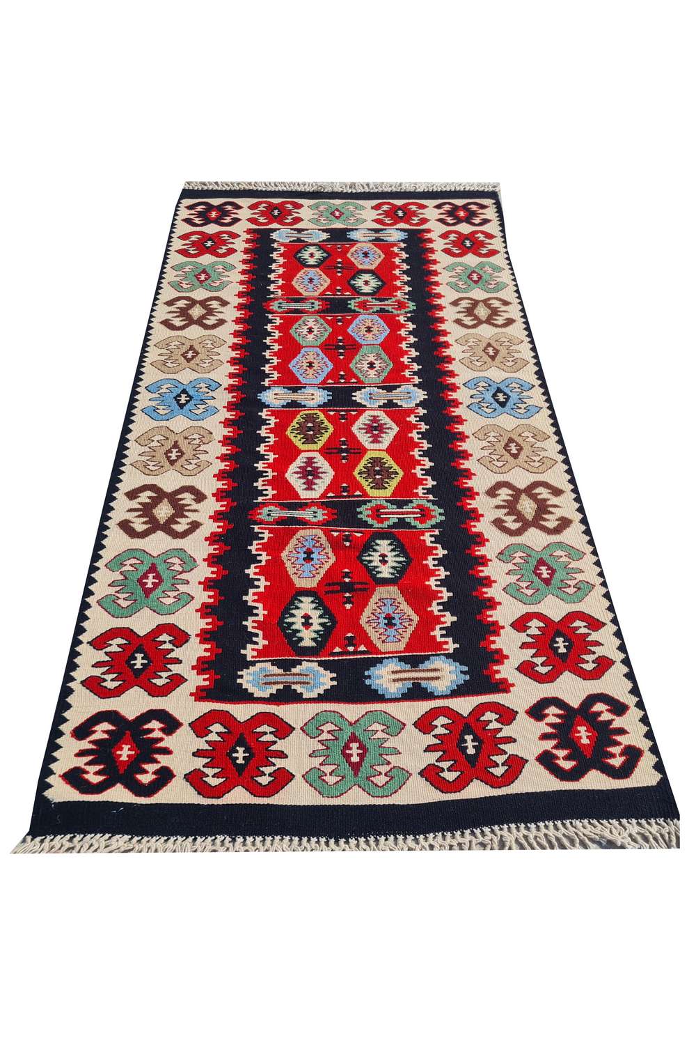 Hand Knotted Vintage Flat Weave Turkish Kilim Kilim Wool Area Rug 4.5 x 2.3 Ft