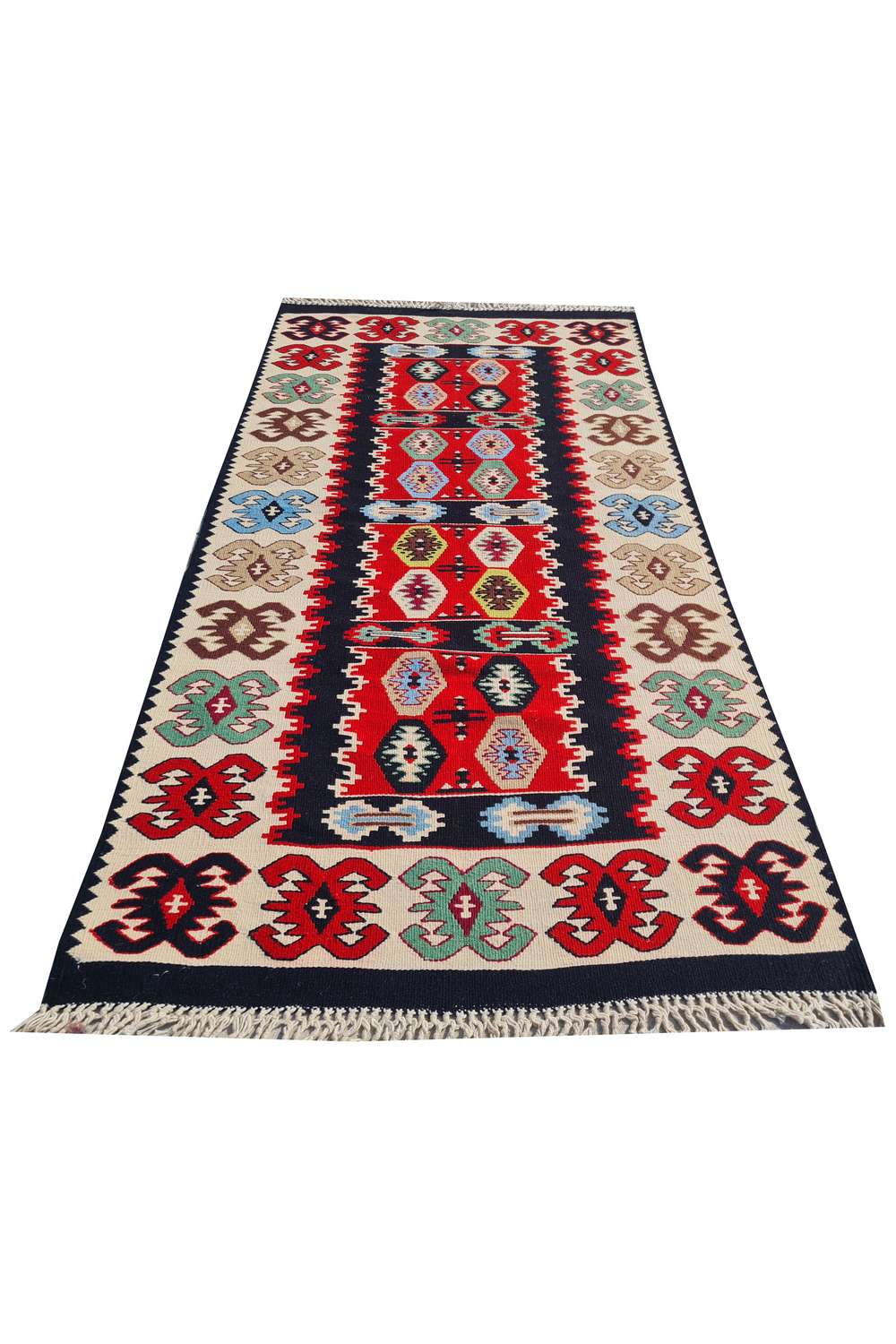 Hand Knotted Vintage Flat Weave Turkish Kilim Kilim Wool Area Rug 4.5 x 2.3 Ft