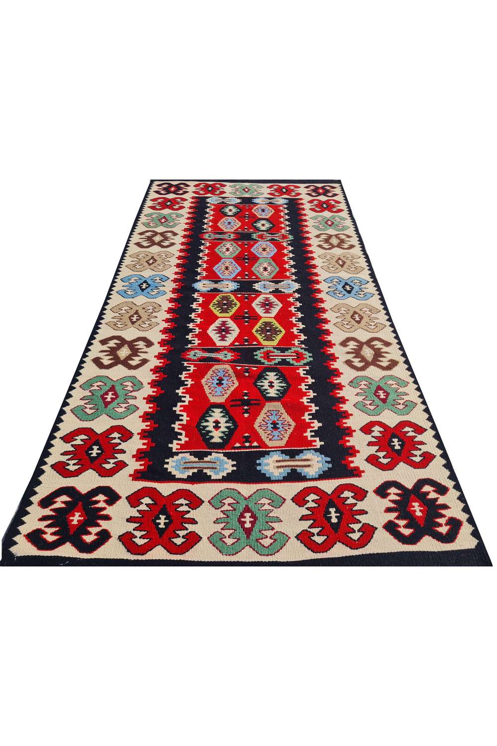 Hand Knotted Vintage Flat Weave Turkish Kilim Kilim Wool Area Rug 4.5 x 2.3 Ft