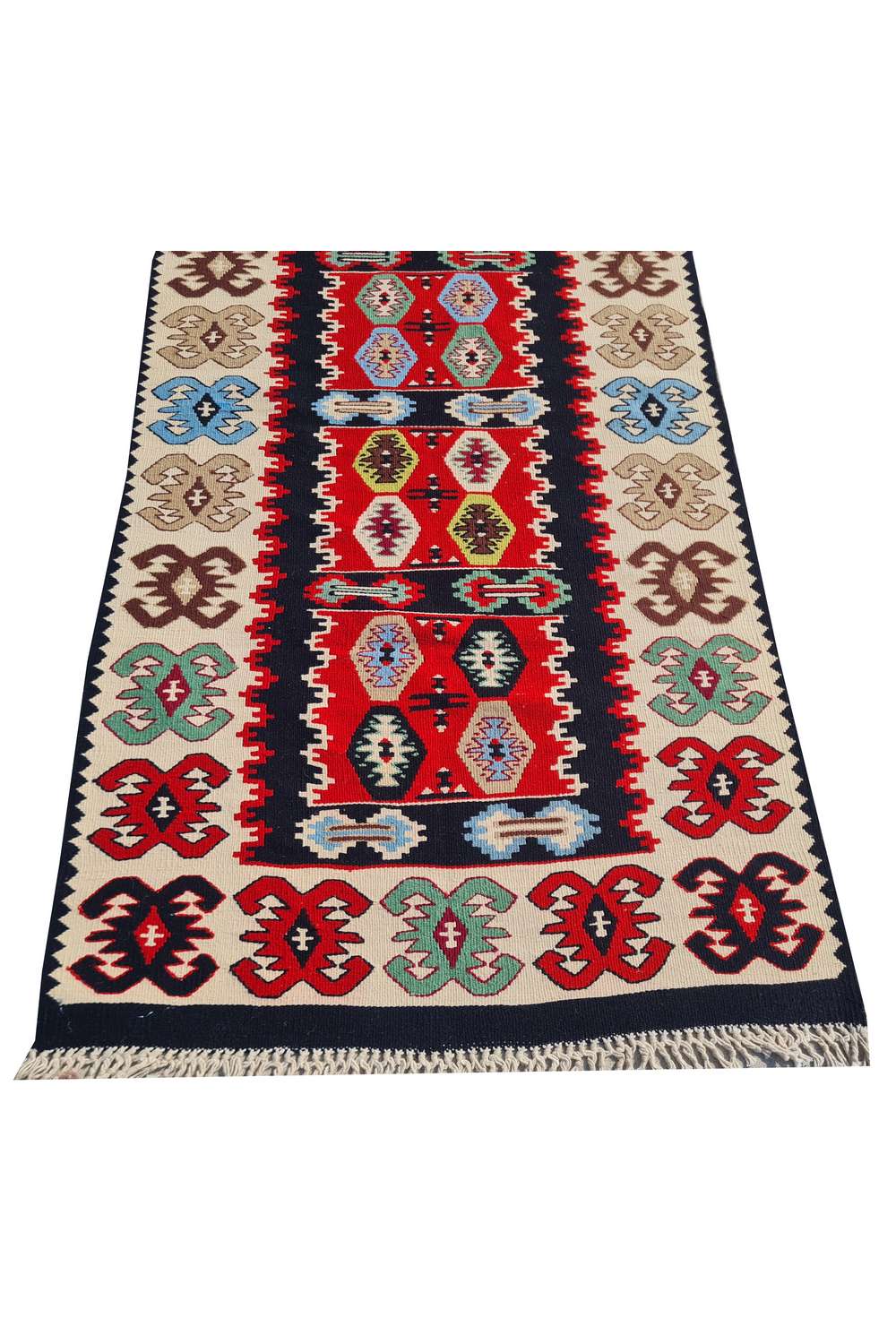 Hand Knotted Vintage Flat Weave Turkish Kilim Kilim Wool Area Rug 4.5 x 2.3 Ft