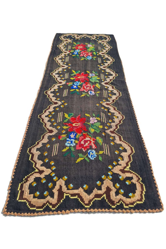 Hand Knotted Vintage Flat Weave Romania Kilim Kilim Wool Area Rug 6.11 x 2.4 Ft