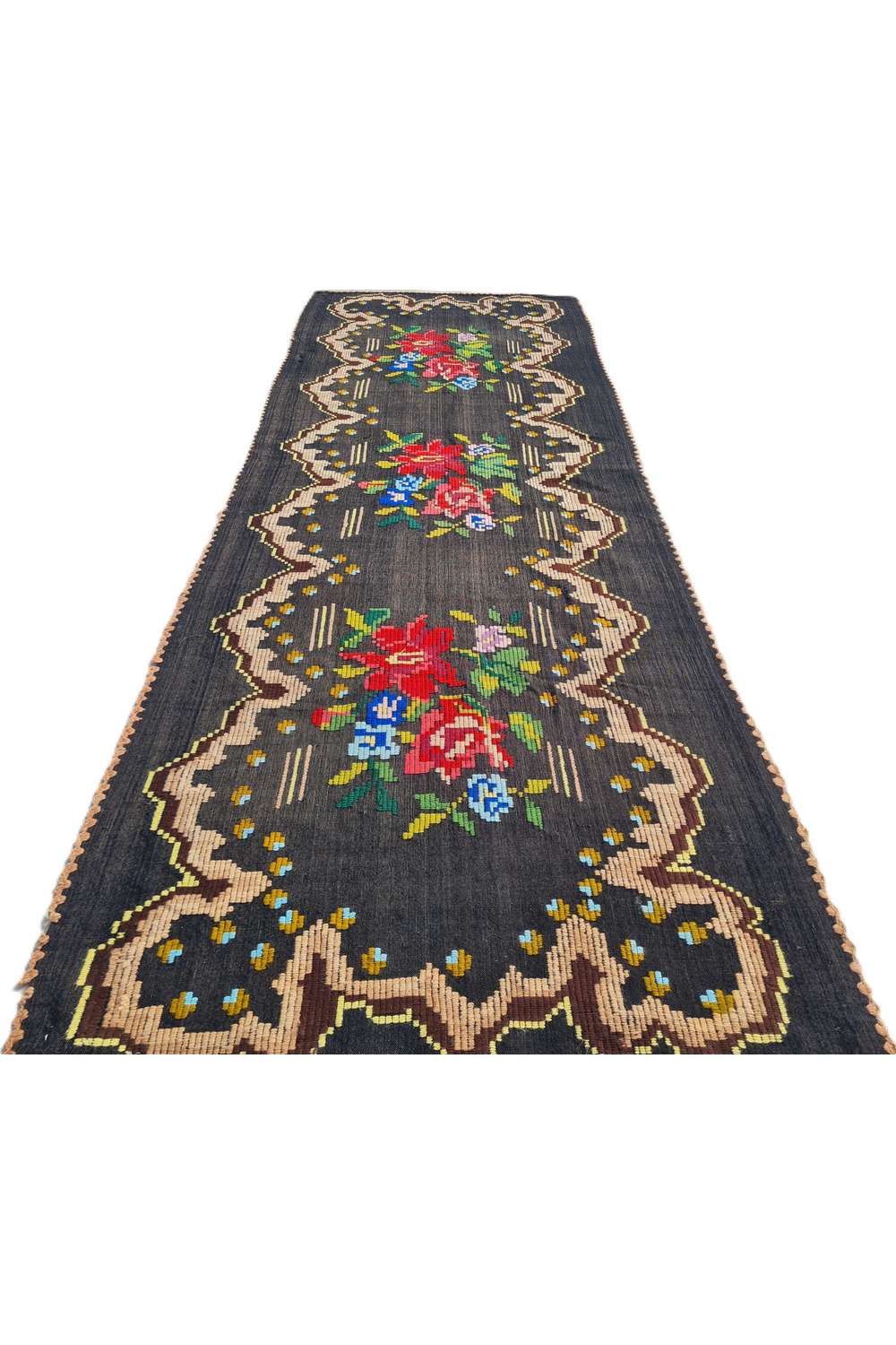 Hand Knotted Vintage Flat Weave Romania Kilim Kilim Wool Area Rug 6.11 x 2.4 Ft