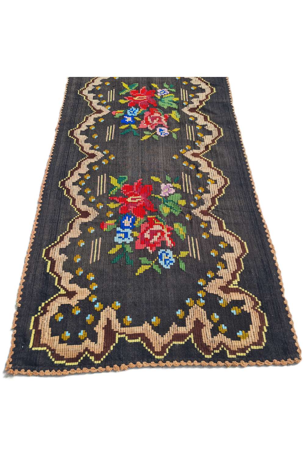 Hand Knotted Vintage Flat Weave Romania Kilim Kilim Wool Area Rug 6.11 x 2.4 Ft
