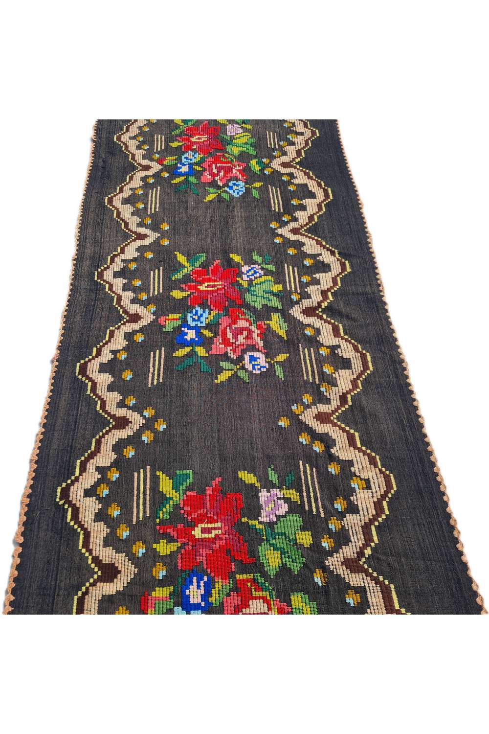 Hand Knotted Vintage Flat Weave Romania Kilim Kilim Wool Area Rug 6.11 x 2.4 Ft