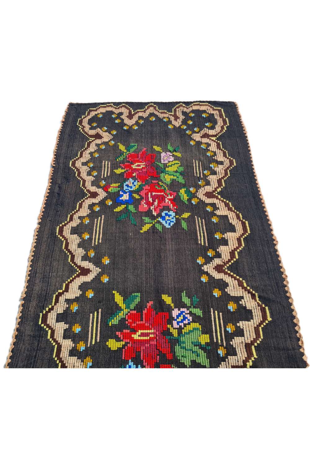 Hand Knotted Vintage Flat Weave Romania Kilim Kilim Wool Area Rug 6.11 x 2.4 Ft