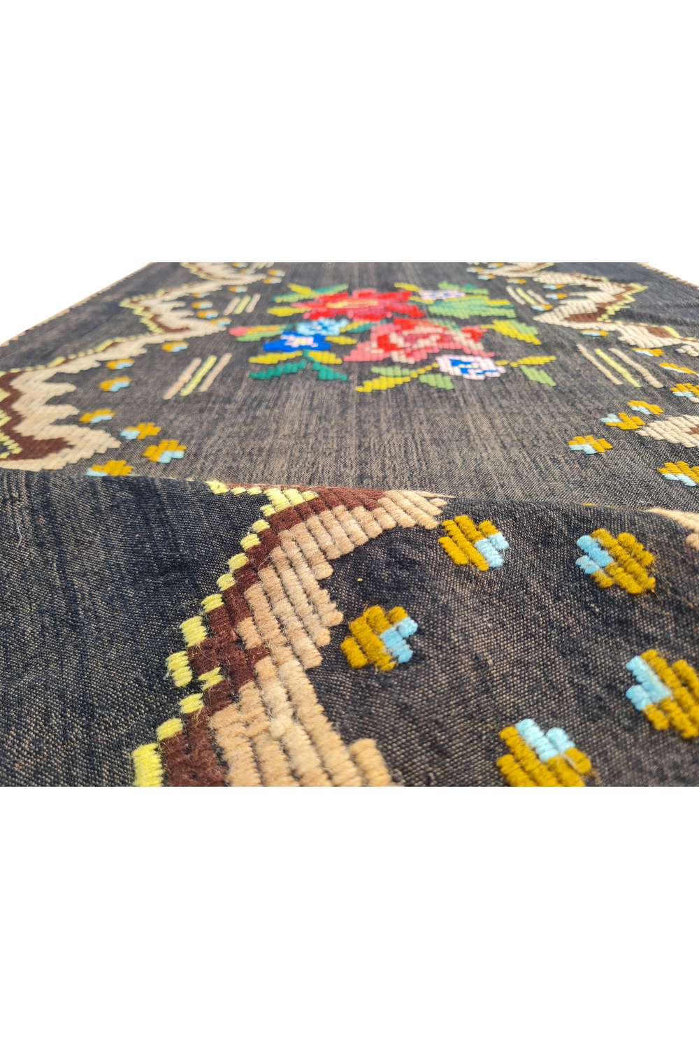 Hand Knotted Vintage Flat Weave Romania Kilim Kilim Wool Area Rug 6.11 x 2.4 Ft