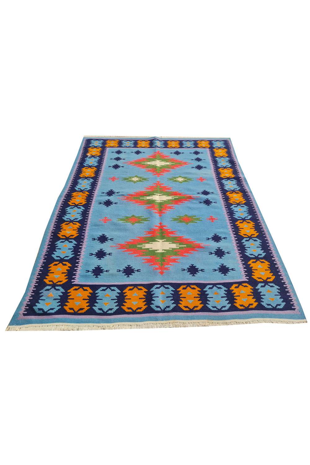 Hand Knotted Vintage Flat Weave Turkish Kurdi Kilim Kilim Wool Area Rug 4.10 x 3.11 Ft