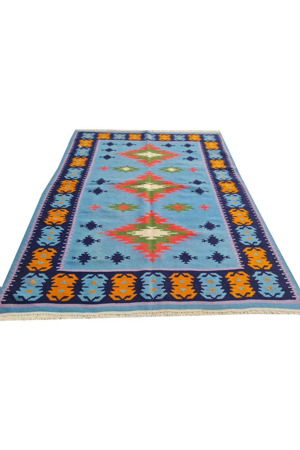 Hand Knotted Vintage Flat Weave Turkish Kurdi Kilim Kilim Wool Area Rug 4.10 x 3.11 Ft