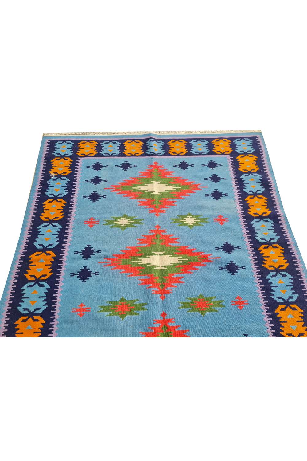 Hand Knotted Vintage Flat Weave Turkish Kurdi Kilim Kilim Wool Area Rug 4.10 x 3.11 Ft