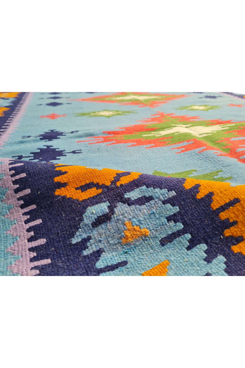 Hand Knotted Vintage Flat Weave Turkish Kurdi Kilim Kilim Wool Area Rug 4.10 x 3.11 Ft