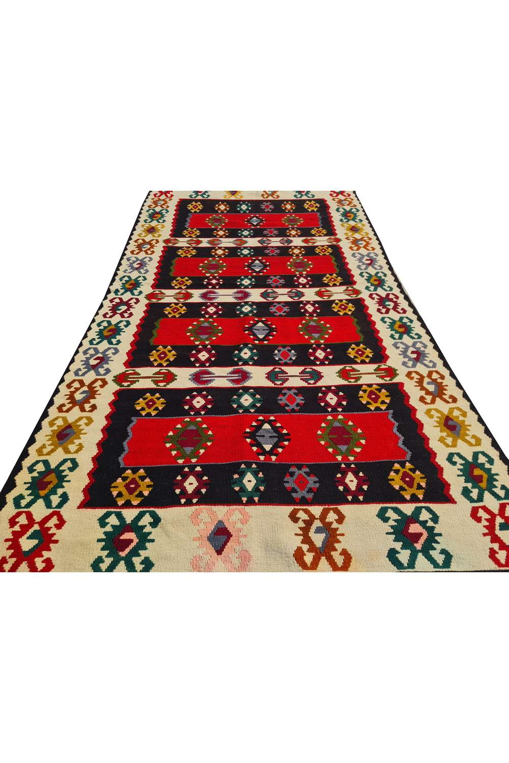 Hand Knotted Vintage Flat Weave Turkish Kilim Kilim Wool Area Rug 6.2 x 3.4 Ft