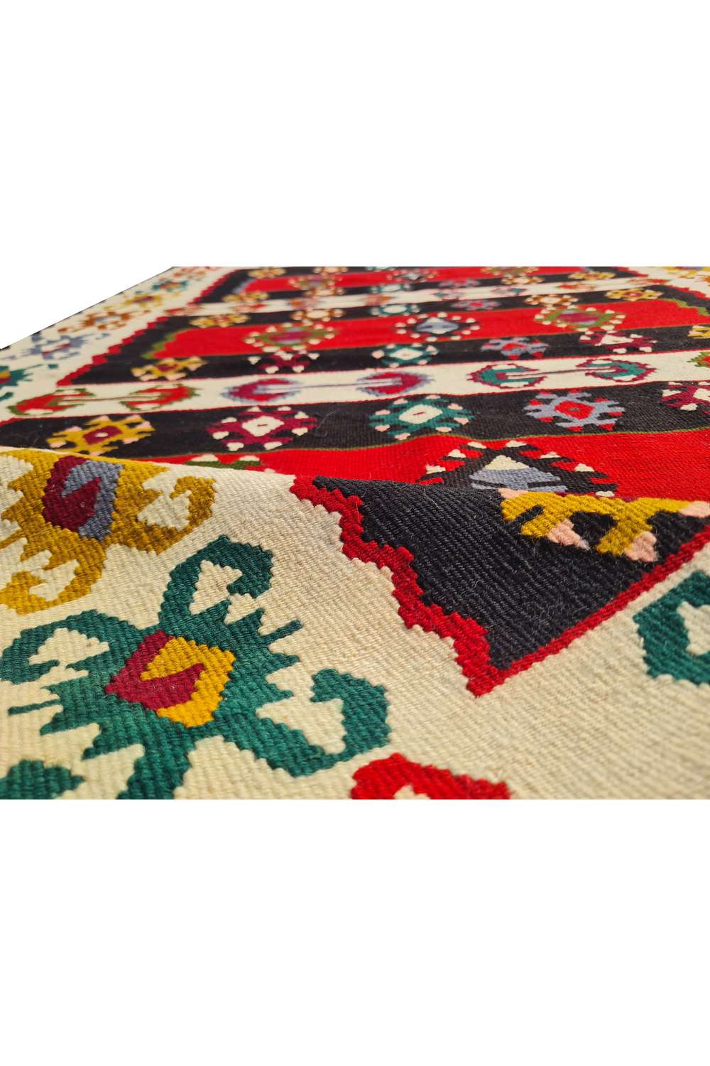 Hand Knotted Vintage Flat Weave Turkish Kilim Kilim Wool Area Rug 6.2 x 3.4 Ft