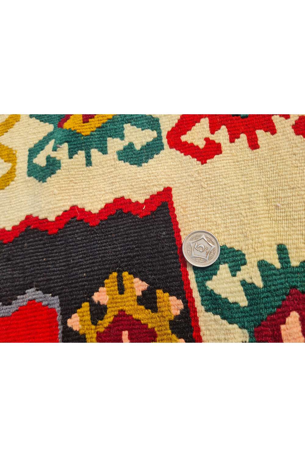 Hand Knotted Vintage Flat Weave Turkish Kilim Kilim Wool Area Rug 6.2 x 3.4 Ft