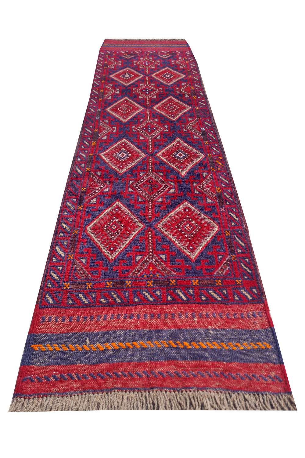 Rare Afghan Hand Woven Mashwani Kilim Kilim Wool Area Runner Rug 8 x 2 Ft