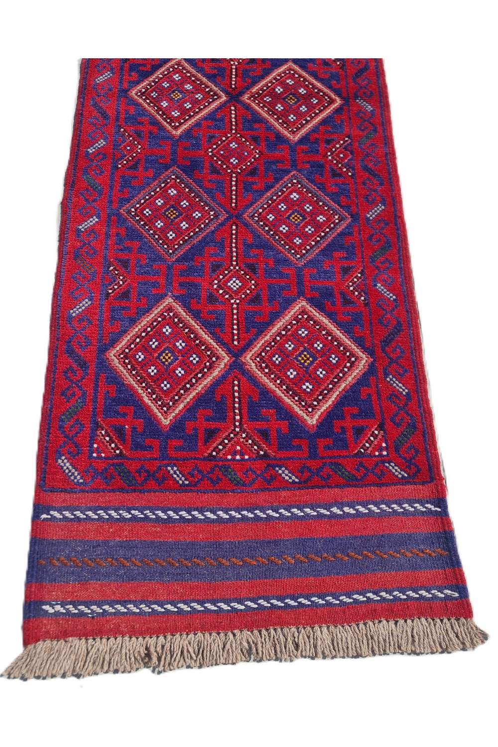 Rare Afghan Hand Woven Mashwani Kilim Kilim Wool Area Runner Rug 8.5 x 1.11 Ft